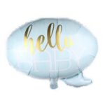 Balon din Folie Metalizata, Embo, Figurina Norisor, Tema Hello Baby , 59x50 cm, Ambalaj Individual, Pai Inclus, Umflare cu Aer sau Heliu, Albastru