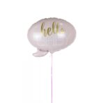Balon din Folie Metalizata, Embo, Figurina Norisor, Tema Hello Baby , 59x50 cm, Ambalaj Individual, Pai Inclus, Umflare cu Aer sau Heliu, Roz - imagine 4