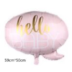 Balon din Folie Metalizata, Embo, Figurina Norisor, Tema Hello Baby , 59x50 cm, Ambalaj Individual, Pai Inclus, Umflare cu Aer sau Heliu, Roz - imagine 2