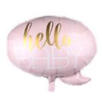 Balon din Folie Metalizata, Embo, Figurina Norisor, Tema Hello Baby , 59x50 cm, Ambalaj Individual, Pai Inclus, Umflare cu Aer sau Heliu, Roz