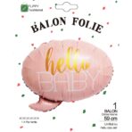 Balon din Folie Metalizata, Embo, Figurina Norisor, Tema Hello Baby , 59x50 cm, Ambalaj Individual, Pai Inclus, Umflare cu Aer sau Heliu, Roz - imagine 6