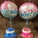Balon din Folie Metalizata, Embo, Figurina Rotunda, Model Girl or Boy, Tema Gender Reveal, 45 cm, Ambalaj Individual, Pai Inclus, Umflare cu Aer sau Heliu, Albastru/Roz - imagine 2
