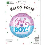 Balon din Folie Metalizata, Embo, Figurina Rotunda, Model Girl or Boy, Tema Gender Reveal, 45 cm, Ambalaj Individual, Pai Inclus, Umflare cu Aer sau Heliu, Albastru/Roz - imagine 4