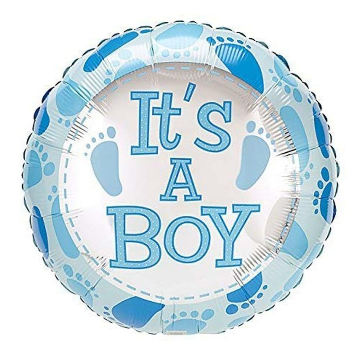 Balon din Folie Metalizata, Embo, Figurina Rotunda, Model It's a Boy, Tema Gender Reveal, 45 cm, Ambalaj Individual, Pai Inclus, Umflare cu Aer sau Heliu, Albastru - imagine 2