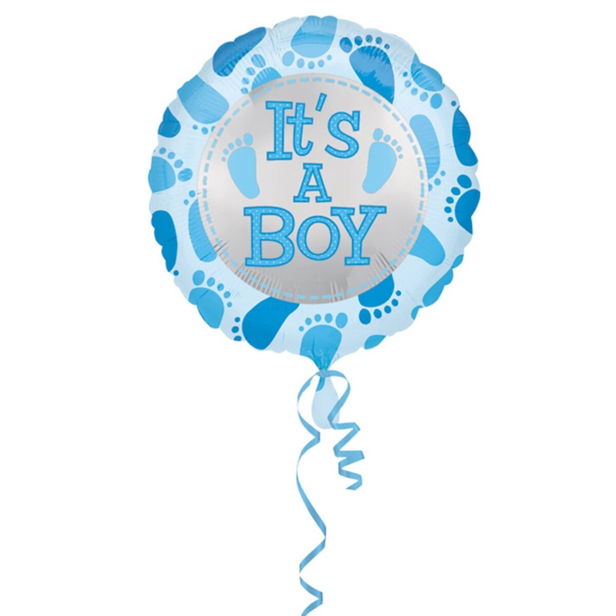 Balon din Folie Metalizata, Embo, Figurina Rotunda, Model It's a Boy, Tema Gender Reveal, 45 cm, Ambalaj Individual, Pai Inclus, Umflare cu Aer sau Heliu, Albastru - imagine 3