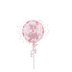 Balon din Folie Metalizata, Embo, Figurina Rotunda, Model It's a Girl, Tema Gender Reveal, 45 cm, Ambalaj Individual, Pai Inclus, Umflare cu Aer sau Heliu, Roz - imagine 2
