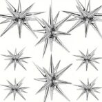 Balon din Folie Metalizata, Embo, Figurina Stea 3D, 66 cm, Ambalaj Individual, Pai inclus, Umflare cu Aer sau Heliu, Argintiu - imagine 4