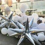 Balon din Folie Metalizata, Embo, Figurina Stea 3D, 66 cm, Ambalaj Individual, Pai inclus, Umflare cu Aer sau Heliu, Argintiu - imagine 5