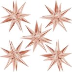 Balon din Folie Metalizata, Embo, Figurina Stea 3D, 66 cm, Ambalaj Individual, Pai inclus, Umflare cu Aer sau Heliu, Roz - imagine 2