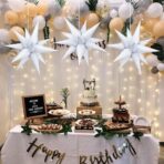 Balon din Folie Metalizata, Embo, Figurina Stea 3D, 66 cm, Ambalaj Individual, Pai inclus, Umflare cu Aer sau Heliu, Alb - imagine 4