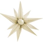 Balon din Folie Metalizata, Embo, Figurina Stea 3D, 66 cm, Ambalaj Individual, Pai inclus, Umflare cu Aer sau Heliu, Crem