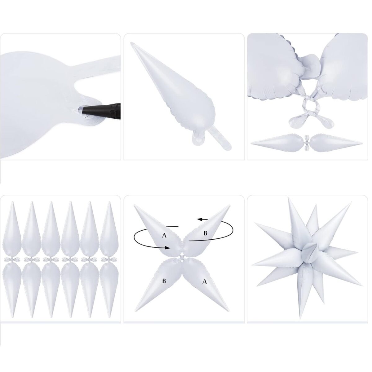 Balon din Folie Metalizata, Embo, Figurina Stea 3D, 66 cm, Ambalaj Individual, Pai inclus, Umflare cu Aer sau Heliu, Crem - imagine 3