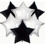 Balon din Folie Metalizata, Embo, Figurina Stea, Model Simplu, Tematica Aniversare, 40 cm, Ambalaj Individual, Pai Inclus, Umflare cu Aer sau Heliu, Negru - imagine 4