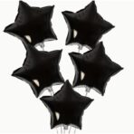 Balon din Folie Metalizata, Embo, Figurina Stea, Model Simplu, Tematica Aniversare, 40 cm, Ambalaj Individual, Pai Inclus, Umflare cu Aer sau Heliu, Negru - imagine 6
