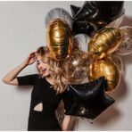 Balon din Folie Metalizata, Embo, Figurina Stea, Model Simplu, Tematica Aniversare, 40 cm, Ambalaj Individual, Pai Inclus, Umflare cu Aer sau Heliu, Negru - imagine 8