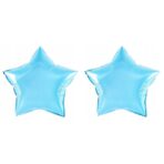 Balon din Folie Metalizata, Embo, Figurina Stea, Model Simplu, Tematica Aniversare, 40 cm, Ambalaj Individual, Pai Inclus, Umflare cu Aer sau Heliu, Bleu - imagine 2