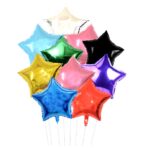 Balon din Folie Metalizata, Embo, Figurina Stea, Model Simplu, Tematica Aniversare, 40 cm, Ambalaj Individual, Pai Inclus, Umflare cu Aer sau Heliu, Auriu - imagine 6