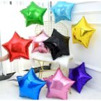 Balon din Folie Metalizata, Embo, Figurina Stea, Model Simplu, Tematica Aniversare, 40 cm, Ambalaj Individual, Pai Inclus, Umflare cu Aer sau Heliu, Bleu - imagine 5