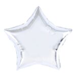 Balon din Folie Metalizata, Embo, Figurina Stea, Model Simplu, Tematica Aniversare, 40 cm, Ambalaj Individual, Pai Inclus, Umflare cu Aer sau Heliu, Argintiu