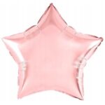 Balon din Folie Metalizata, Embo, Figurina Stea, Model Simplu, Tematica Aniversare, 40 cm, Ambalaj Individual, Pai Inclus, Umflare cu Aer sau Heliu, Rose