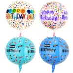 Balon din Folie Metalizata, Embo, Figurine 4D, Model Happy Birthday, Tematica Aniversara Bombonele, 63x24 cm, Ambalaj Individual, Pai Inclus, Umflare cu Aer sau Heliu, Blue - imagine 2