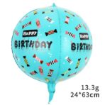 Balon din Folie Metalizata, Embo, Figurine 4D, Model Happy Birthday, Tematica Aniversara Bombonele, 63x24 cm, Ambalaj Individual, Pai Inclus, Umflare cu Aer sau Heliu, Blue - imagine 3