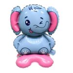Balon din Folie Metalizata, Embo, Figurine Animăluțe, Model Elefant, 43x58cm, Ambalaj Individual, Pai Inclus, Umflare cu Aer sau Heliu, Multicolor