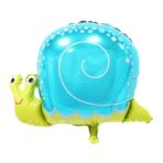 Balon din Folie Metalizata, Embo, Figurina Melc, Tema Animalute, 30 cm, Ambalaj Individual, Pai Inclus, Umflare cu Aer sau Heliu, Albastru