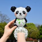 Balon din Folie Metalizata, Embo, Figurine Animalute, Tip Bratara, Model Panda, Ambalaj Individual, Pai Inclus, Umflare cu Aer sau Heliu, Alb-Negru - imagine 2