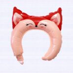 Balon din Folie Metalizata, Embo, Tip Coronita cu Urechi, Model Vulpe, Ambalaj Individual, Pai Inclus, Umflare cu Aer sau Heliu, 27 x 29 cm, Rosu - imagine 4