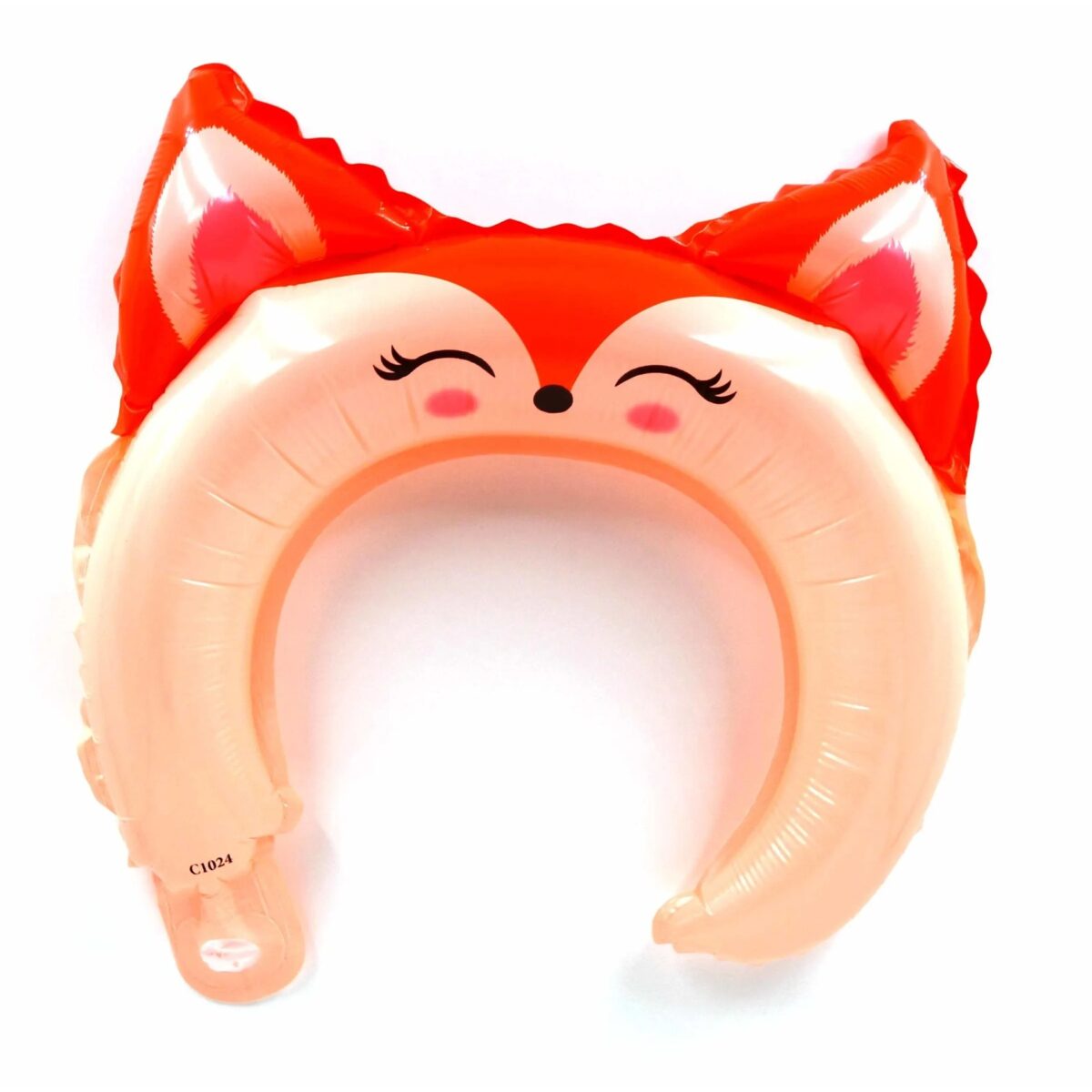 Balon din Folie Metalizata, Embo, Tip Coronita cu Urechi, Model Vulpe, Ambalaj Individual, Pai Inclus, Umflare cu Aer sau Heliu, 27 x 29 cm, Rosu - imagine 7