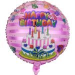 Balon din Folie Metalizata, Embo, Figurine, Model 1, Happy Birthday, Tematica Aniversare, 45 cm, Ambalaj Individual, Pai Inclus, Umflare cu Aer sau Heliu, Multicolor