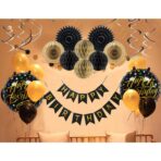 Balon din Folie Metalizata, Embo, Figurine, Model 3, Happy Birthday, Tematica Aniversare, 45 cm, Ambalaj Individual, Pai Inclus, Umflare cu Aer sau Heliu, Multicolor - imagine 3