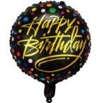 Balon din Folie Metalizata, Embo, Figurine, Model 3, Happy Birthday, Tematica Aniversare, 45 cm, Ambalaj Individual, Pai Inclus, Umflare cu Aer sau Heliu, Multicolor