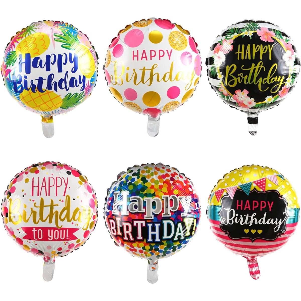Balon din Folie Metalizata, Embo, Figurine, Model 4, Happy Birthday, Tematica Aniversare, 45 cm, Ambalaj Individual, Pai Inclus, Umflare cu Aer sau Heliu, Multicolor - imagine 4