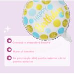 Balon din Folie Metalizata, Embo, Figurine, Model 5, Happy Birthday, Tematica Aniversare, 45 cm, Ambalaj Individual, Pai Inclus, Umflare cu Aer sau Heliu, Multicolor - imagine 2