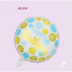 Balon din Folie Metalizata, Embo, Figurine, Model 5, Happy Birthday, Tematica Aniversare, 45 cm, Ambalaj Individual, Pai Inclus, Umflare cu Aer sau Heliu, Multicolor - imagine 4