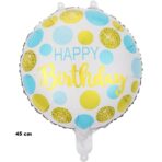 Balon din Folie Metalizata, Embo, Figurine, Model 5, Happy Birthday, Tematica Aniversare, 45 cm, Ambalaj Individual, Pai Inclus, Umflare cu Aer sau Heliu, Multicolor - imagine 5