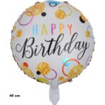Balon din Folie Metalizata, Embo, Figurine, Model 6, Happy Birthday, Tematica Aniversare, 45 cm, Ambalaj Individual, Pai Inclus, Umflare cu Aer sau Heliu, Multicolor - imagine 2