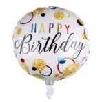 Balon din Folie Metalizata, Embo, Figurine, Model 6, Happy Birthday, Tematica Aniversare, 45 cm, Ambalaj Individual, Pai Inclus, Umflare cu Aer sau Heliu, Multicolor - imagine 3