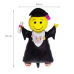 Balon din Folie Metalizata, Embo, Figurina Absolvent, Tema Absolvire, 91x62 cm, Ambalaj Individual, Pai Inclus, Umflare cu Aer sau Heliu, Negru - imagine 2