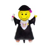 Balon din Folie Metalizata, Embo, Figurina Absolvent, Tema Absolvire, 91x62 cm, Ambalaj Individual, Pai Inclus, Umflare cu Aer sau Heliu, Negru