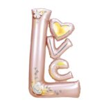 Balon din Folie Metalizata, Embo, Figurine, Model LOVE, Tematica Iubire, 110x64 cm, Ambalaj Individual, Pai Inclus, Umflare cu Aer sau Heliu, Roz Deschis