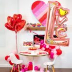 Balon din Folie Metalizata, Embo, Figurine, Model LOVE, Tematica Iubire, 110x64 cm, Ambalaj Individual, Pai Inclus, Umflare cu Aer sau Heliu, Roz - imagine 7