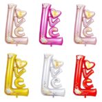 Balon din Folie Metalizata, Embo, Figurine, Model LOVE, Tematica Iubire, 110x64 cm, Ambalaj Individual, Pai Inclus, Umflare cu Aer sau Heliu, Roz - imagine 9