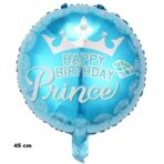 Balon din Folie Metalizata, Embo, Figurine, Model Prince, Happy Birthday, Tematica Aniversare, 45 cm, Ambalaj Individual, Pai Inclus, Umflare cu Aer sau Heliu, Multicolor - imagine 2