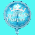 Balon din Folie Metalizata, Embo, Figurine, Model Prince, Happy Birthday, Tematica Aniversare, 45 cm, Ambalaj Individual, Pai Inclus, Umflare cu Aer sau Heliu, Multicolor - imagine 3