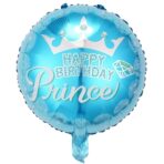 Balon din Folie Metalizata, Embo, Figurine, Model Prince, Happy Birthday, Tematica Aniversare, 45 cm, Ambalaj Individual, Pai Inclus, Umflare cu Aer sau Heliu, Multicolor
