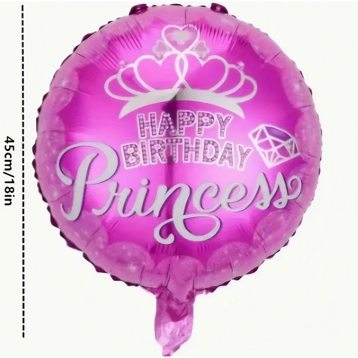 Balon din Folie Metalizata, Embo, Figurine, Model Princess, Happy Birthday, Tematica Aniversare, 45 cm, Ambalaj Individual, Pai Inclus, Umflare cu Aer sau Heliu, Multicolor - imagine 4