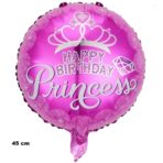 Balon din Folie Metalizata, Embo, Figurine, Model Princess, Happy Birthday, Tematica Aniversare, 45 cm, Ambalaj Individual, Pai Inclus, Umflare cu Aer sau Heliu, Multicolor - imagine 5